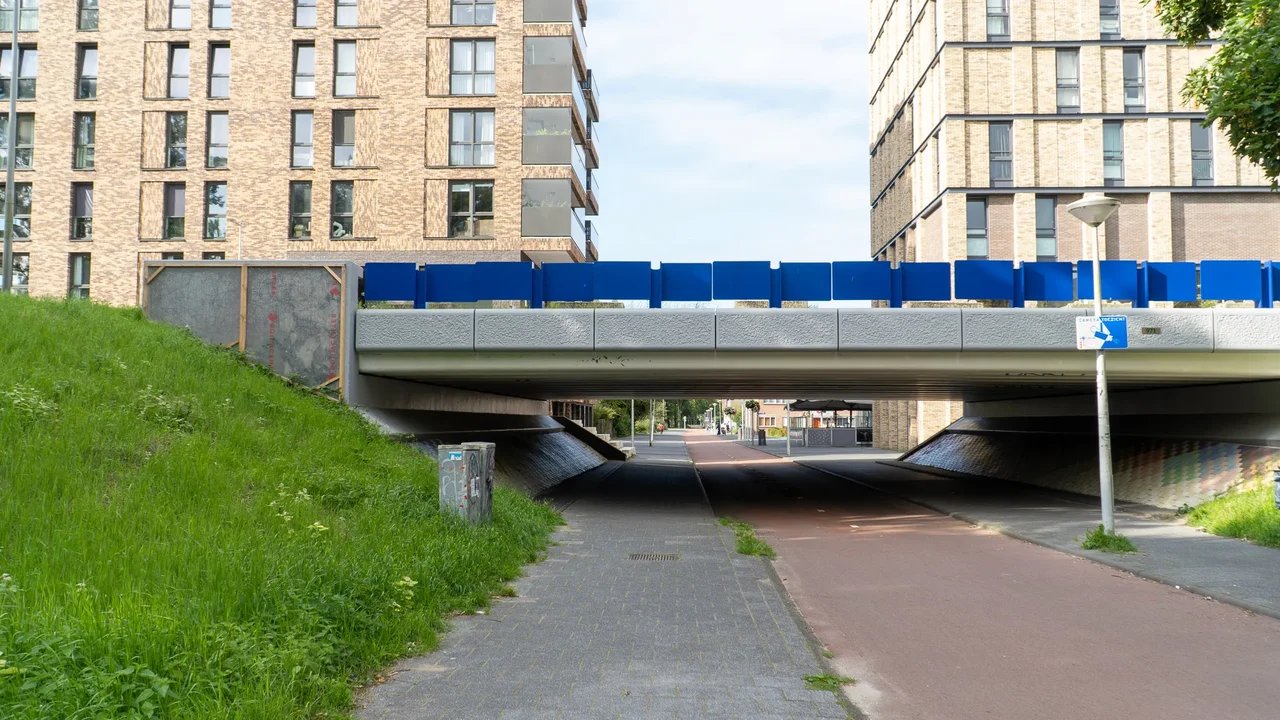 Bridge abutment of the Parlevinkenbrug in Amsterdam finished with Mosscrete